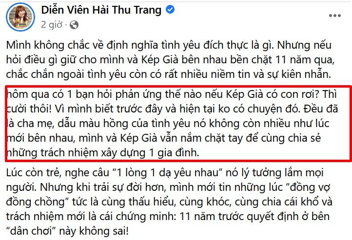 Phản ứng Thu Trang khi được hỏi chuyện Tiến Luật có con riêng