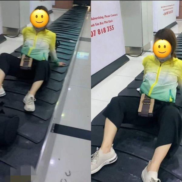 Xuất hiện hành khách nữ tạo dáng lâm bồn trên băng chuyền hành lý-1
