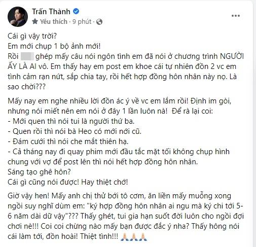 Trấn Thành dập tin ly hôn: Tôi gia hạn suốt đời-3