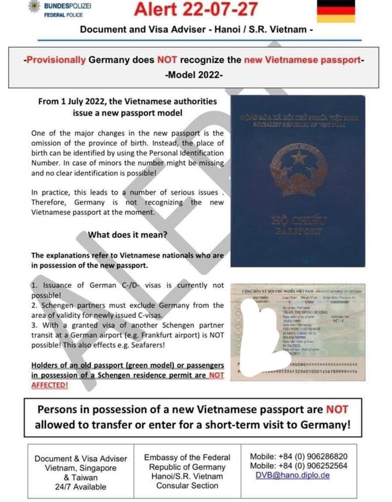 Đức dừng cấp thực thi cho hộ chiếu mới của người Việt Nam-2