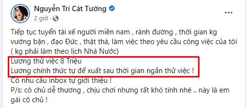 Tuyển tài xế, Cát Tường bị dân mạng la ó trả lương quá thấp-2