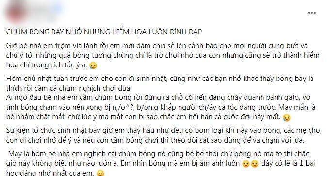 Để bóng bay gần nến, lung linh chưa thấy đã nổ mặt em bé đen sì-1