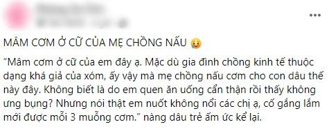 Dâu trẻ than vãn mẹ chồng nấu cơm cữ mà như cho mèo ăn-1
