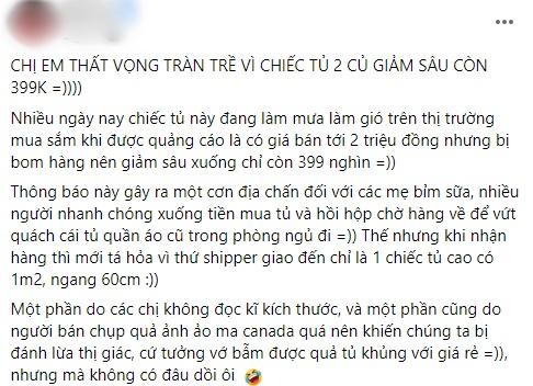 Mua tủ giảm giá 2000k còn 399k, nhận hàng tí ngất vì tuyệt vọng-1