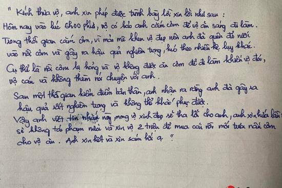 Anh chồng xứ Nghệ viết thư xin lỗi còn 'cài cắm' nịnh vợ siêu hài