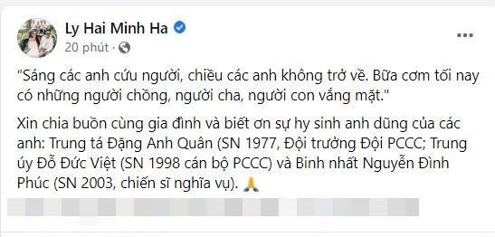 Sao Việt nghiêng mình trước sự hy sinh của 3 chiến sĩ cảnh sát PCCC-2