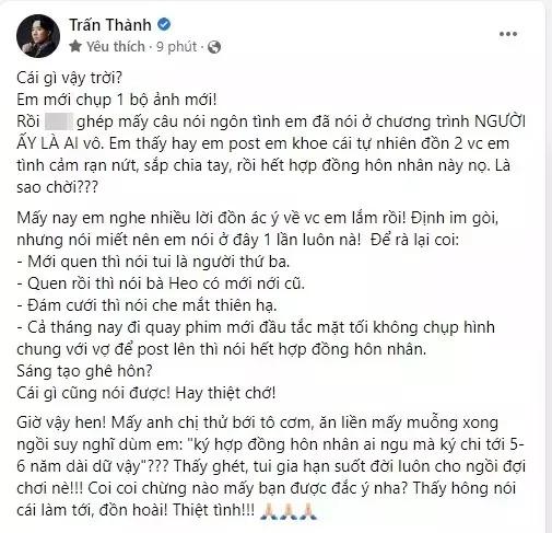 Trấn Thành ra sức bác ly hôn, Hari Won khiến dân mạng ức chế-9