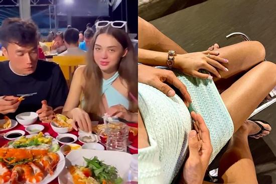 Thủ môn Bùi Tiến Dũng đưa vợ bầu đi ăn, ngoại hình gây chú ý