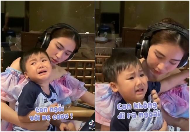 Mủi lòng khoảnh khắc con trai Hòa Minzy quyết không rời mẹ-1