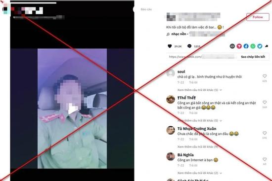 Thanh niên mặc trang phục công an đi bar rồi đăng tiktok câu view