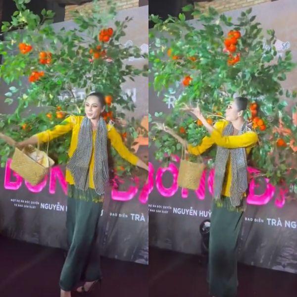 Á hậu lên thảm đỏ đeo cả cây quýt tưởng đi thi trang phục dân tộc-5