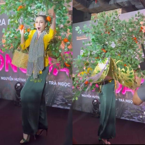 Á hậu lên thảm đỏ đeo cả cây quýt tưởng đi thi trang phục dân tộc-6