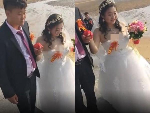 Tranh cãi cô dâu trẻ diện váy hở hang đi mời rượu quan khách-6