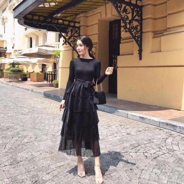 SALE LỚN - Chân Váy Tầng 2 màu đen trắng ( Mặc Nên Đẹp Như hoot girl ) GẤM  LUXURY | Shopee Việt Nam