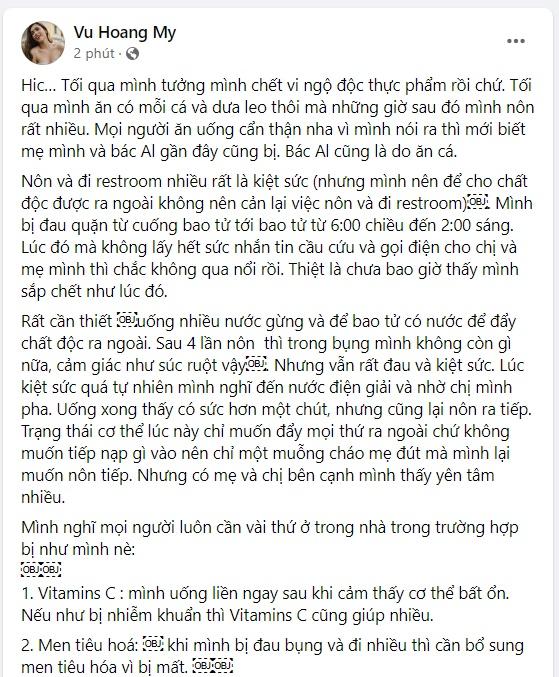 Á hậu Hoàng My tưởng chết vì ngộ độc thực phẩm-3