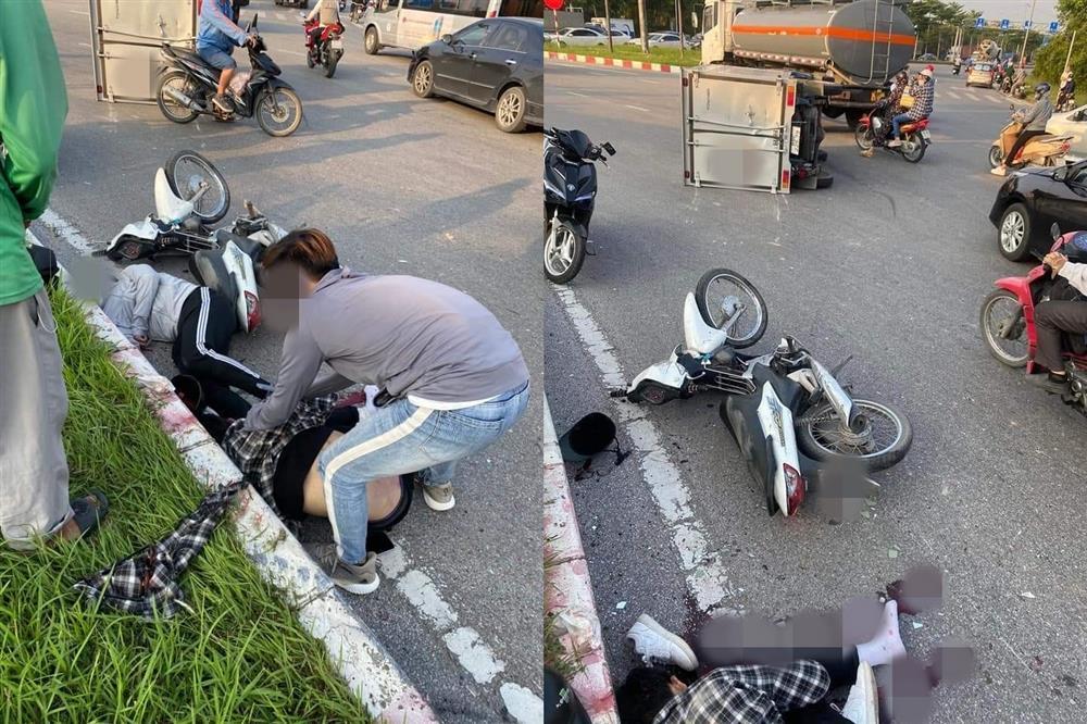 Nóng: Xe cẩu mất lái, đâm hàng loạt xe máy gần cầu Thăng Long-3