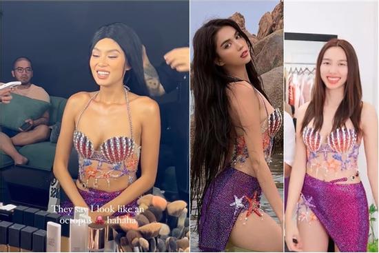 Thảo Nhi Lê bị ví như 'bạch tuộc' khi mặc lại đầm Ngọc Trinh