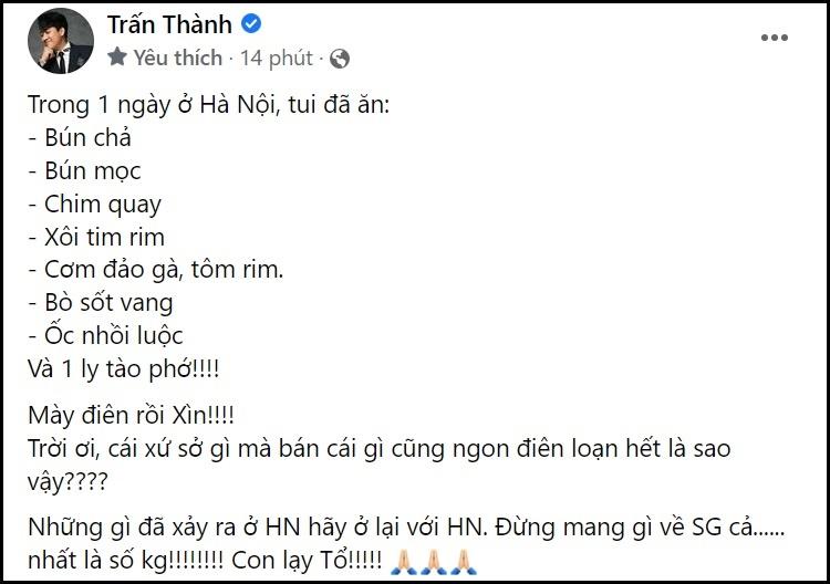 Trấn Thành kêu trời kêu đất khi ăn liên tục 9 món ở Hà Nội-2