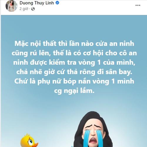 Hoa hậu Dương Thùy Linh khó chịu vì bị check ngực tại sân bay-2
