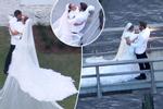 Ben Affleck và Jennifer Lopez hôn nhau ở đám cưới bên sông