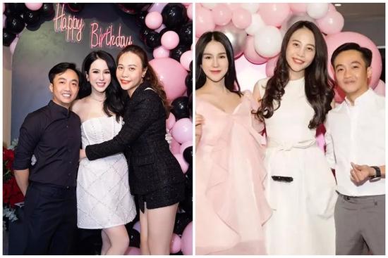 Cường Đô La bé tí khi đứng cạnh Diệp Lâm Anh và bà xã