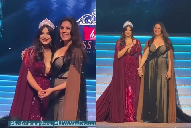2 Miss Universe của Ấn Độ chụp chung: Gái trẻ lép vế gừng già-7