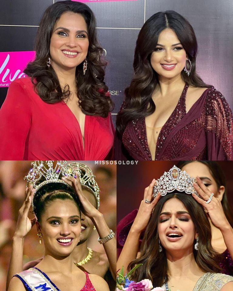 2 Miss Universe của Ấn Độ chụp chung: Gái trẻ lép vế gừng già-1