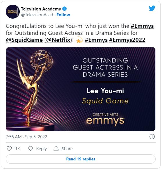 Nữ phụ Squid Game trở thành diễn viên nữ Hàn Quốc đầu tiên thắng giải Emmy-1