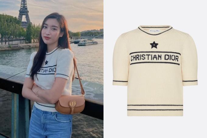 Thiết kế dệt kim tay ngắn in tên hãng đang được nhiều tín đồ thời trang yêu thích. Giá bán của mẫu áo phù hợp mùa sang thu này là 62 triệu đồng.