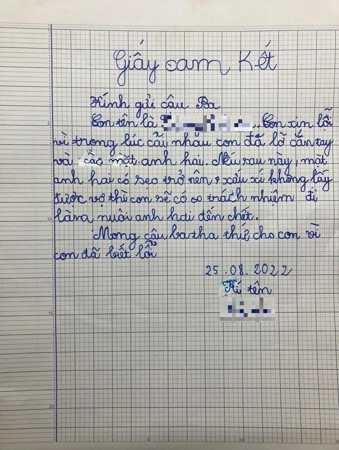 Cười nội thương với bản cam kết nuôi anh hai của bé gái lớp 1-1