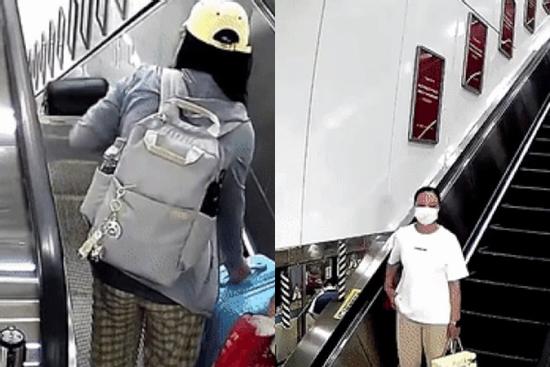 Cô gái để vali trôi trên thang cuốn khiến người khác gặp sự cố