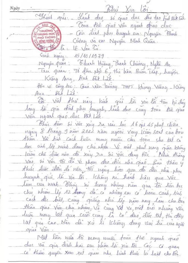 Thầy giáo viết tâm thư sau khi dùng mũ bảo hiểm đánh 2 nam sinh-4