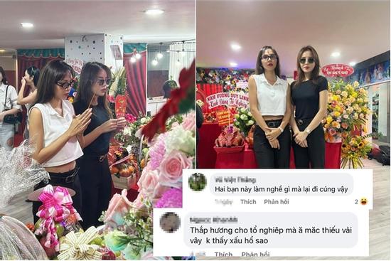 Cúng Tổ nghề với Kỳ Duyên, Minh Triệu 'hứng đá' vì mặc hở