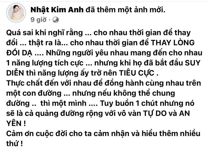 Nhật Kim Anh bỗng bàn về chuyện thay lòng đổi dạ-2