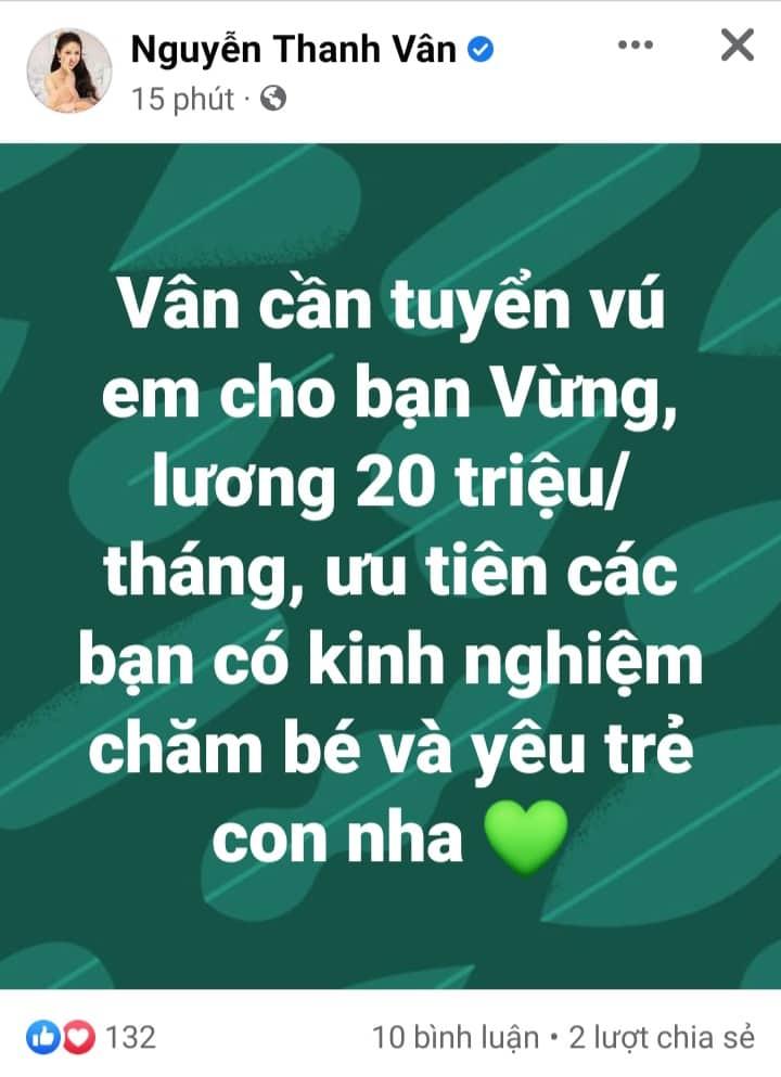 Vân Hugo tuyển vú em cho ái nữ, lương 20 triệu gây bàn tán-2