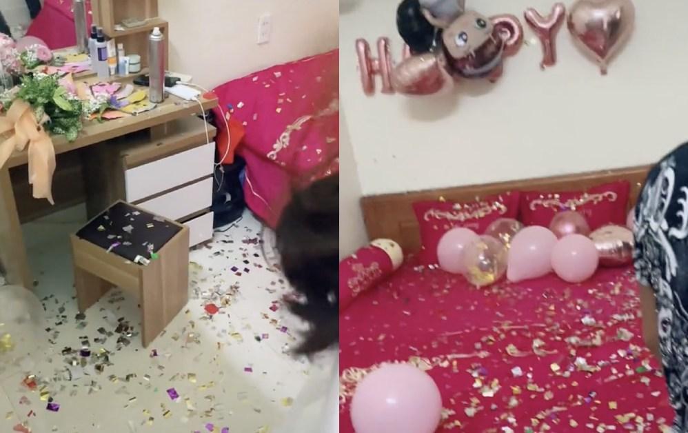 Chú rể bực tức vì nhóm bạn bắn pháo giấy khắp phòng tân hôn-1