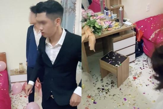Chú rể bực tức vì nhóm bạn bắn pháo giấy khắp phòng tân hôn