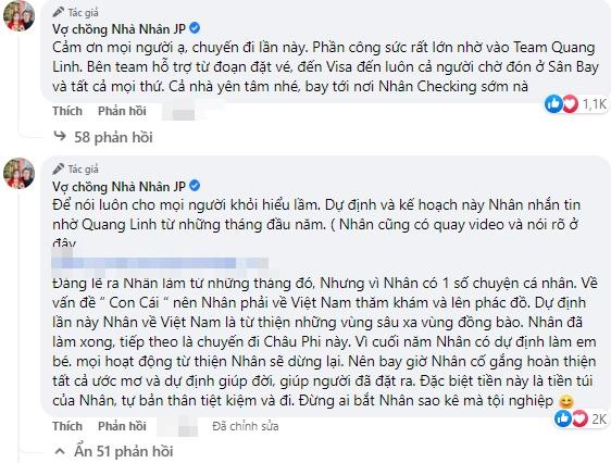 Bị mắng ké fame Quang Linh sang châu Phi, bà Nhân Vlog nói gì?-7