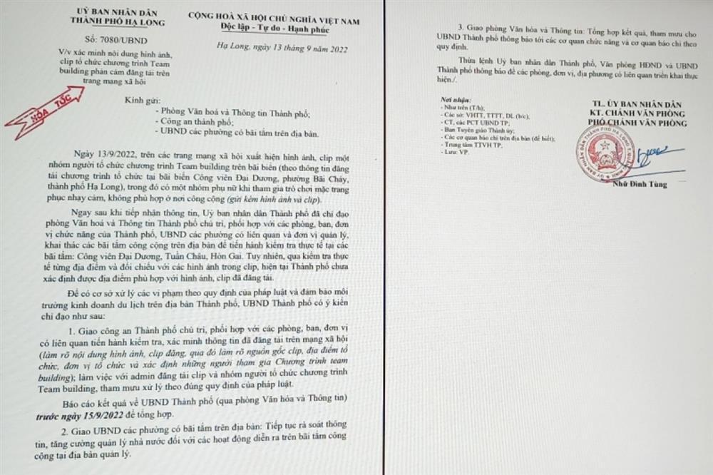 Công an xác minh nhóm khách nữ cởi áo chơi team building ở Hạ Long-1