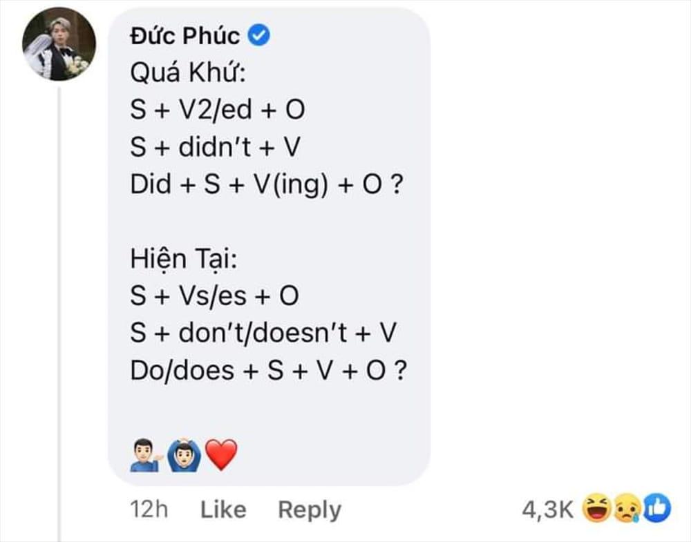 Đức Phúc bị bóc mẽ vì chép sai công thức tiếng Anh-3