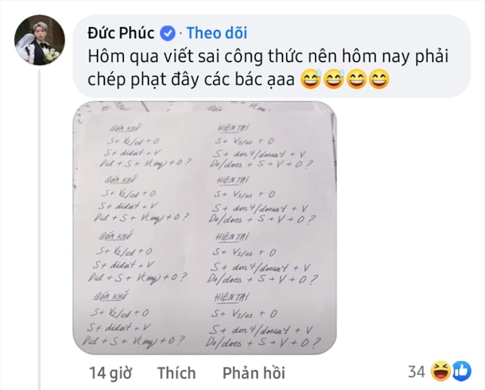 Đức Phúc bị bóc mẽ vì chép sai công thức tiếng Anh-5