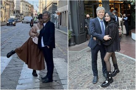 Diva Thanh Lam tạo dáng nhí nhố cạnh hôn phu bác sĩ khi vi vu châu Âu