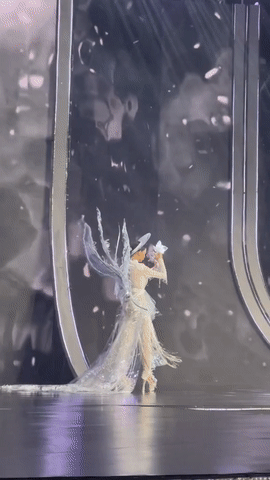 Á hậu cao 1m85 gặp sự cố diễn quốc phục, khán giả thót tim-4