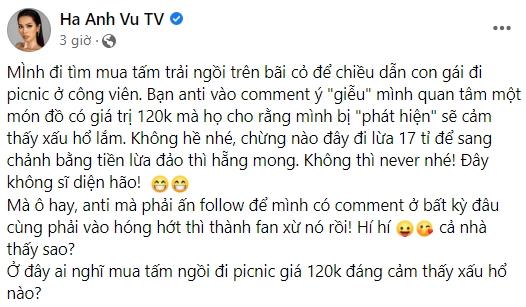Phản ứng Hà Anh khi bị chế giễu mua đồ giá rẻ-3