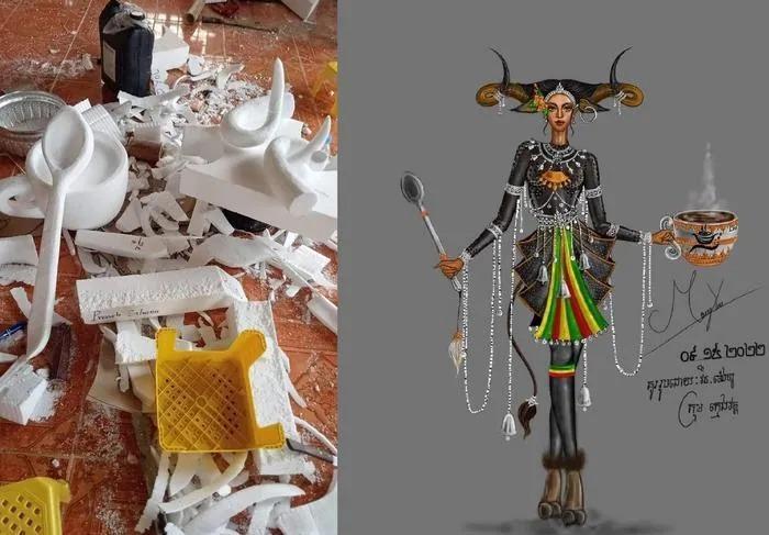 Trang phục dân tộc Campuchia tại Miss Grand làm bằng xốp kém chất lượng-2