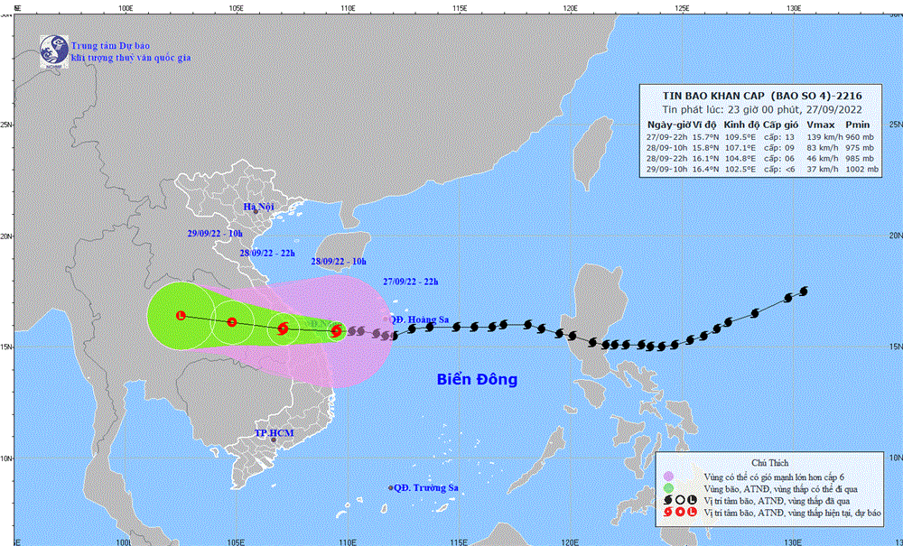 Bão số 4 tiến vào biển Quảng Trị - Quảng Ngãi, gió giật cấp 15-1