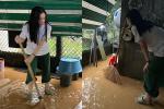 Em gái Angela Phương Trinh vất vả vì nước ngập do bão Noru