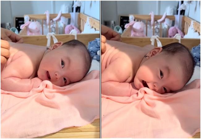 Phạm Quỳnh Anh đăng clip cận mặt con gái, biểu cảm cực yêu-1