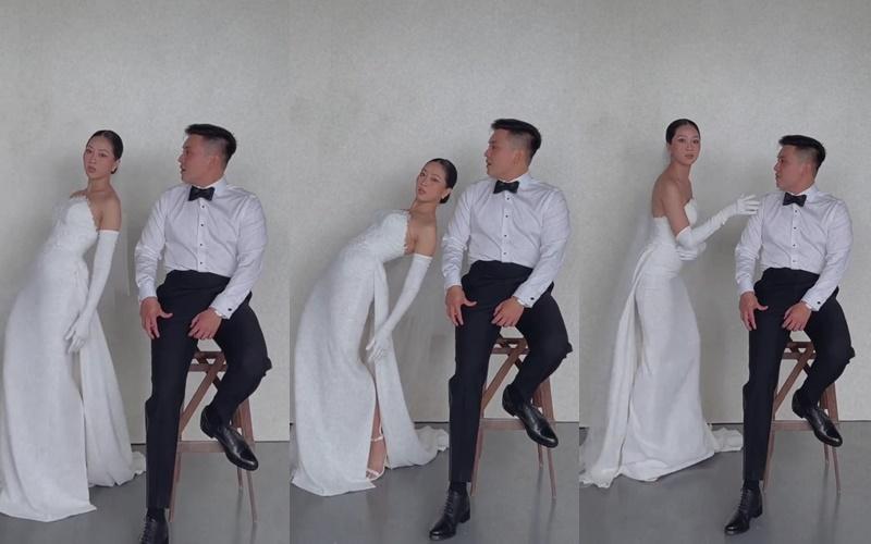 Liêu Hà Trinh chụp ảnh cưới: Dâu thoăn thoắt, rể ngồi im-1