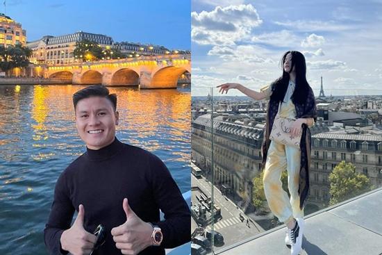 Bồ hot girl mặc cả 'cây' hàng hiệu sang Pháp cùng Quang Hải